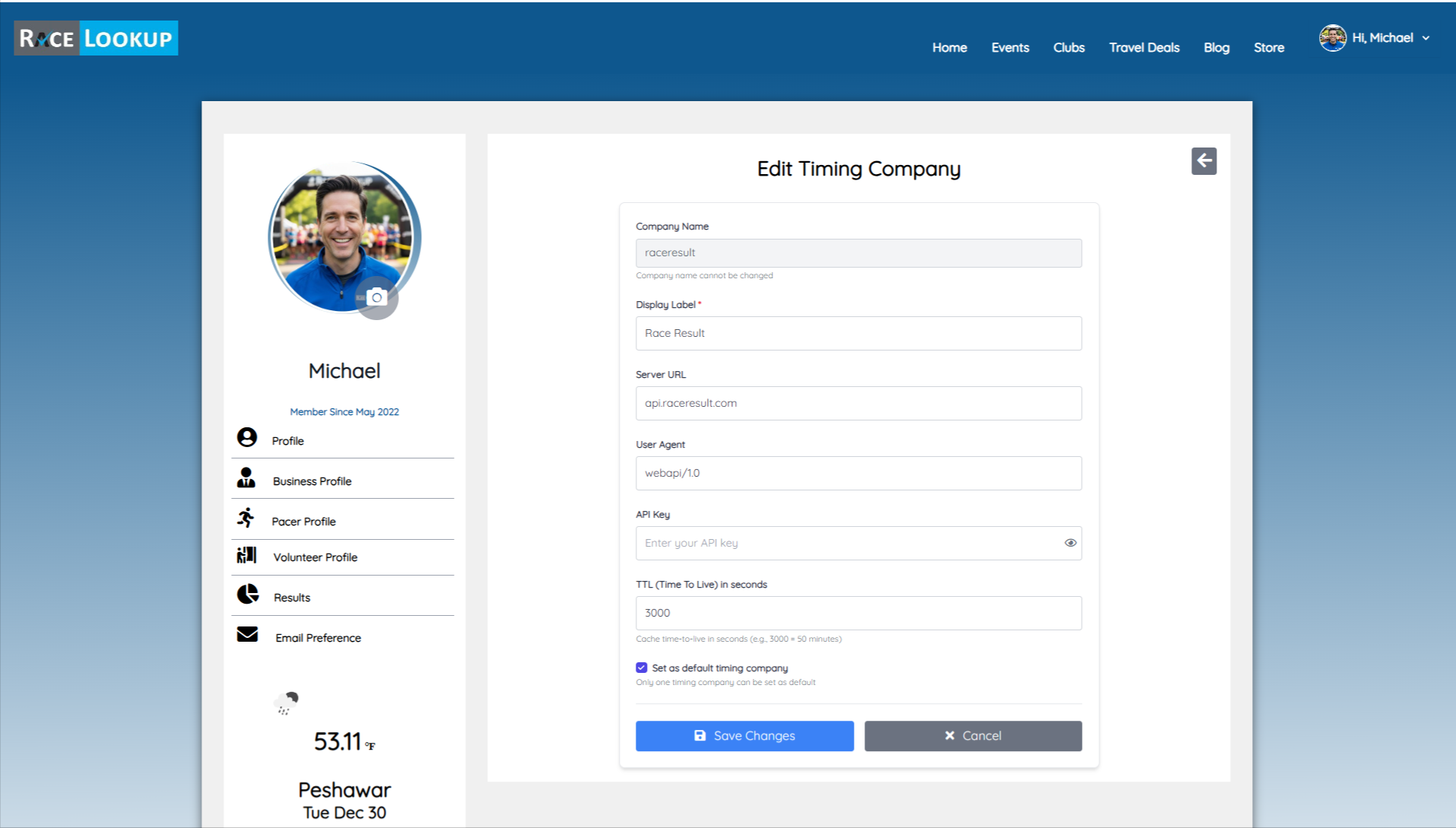 Configure Timing Company Form