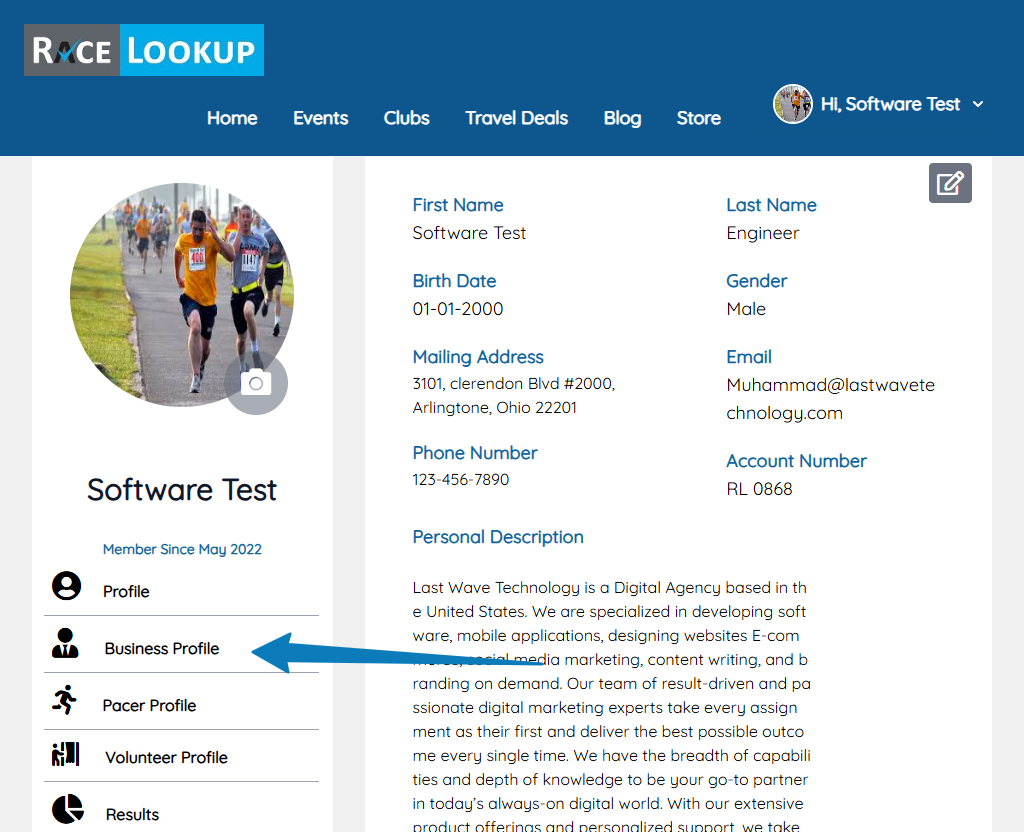 Business Profile Navigation