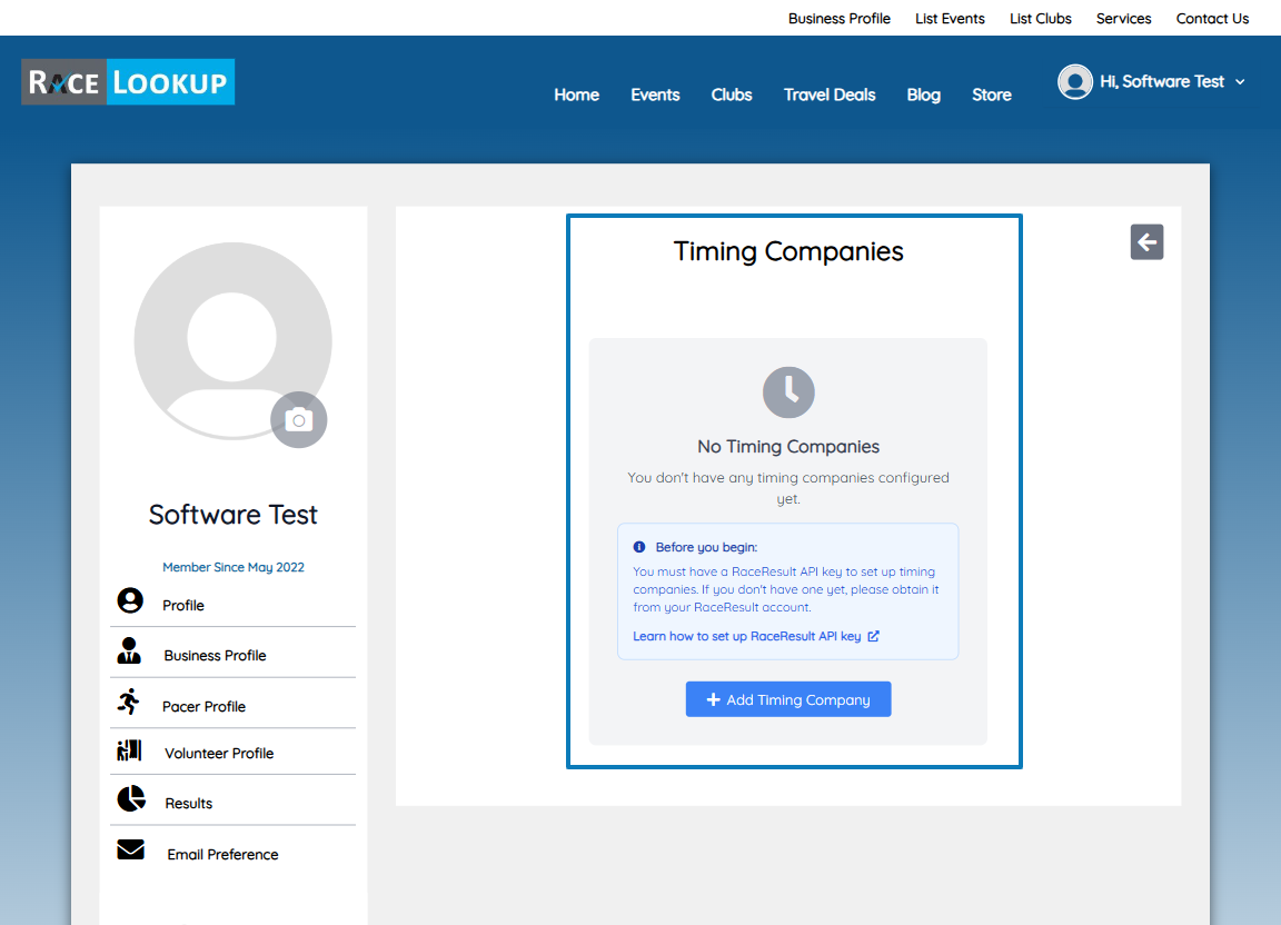 No timing companies configured